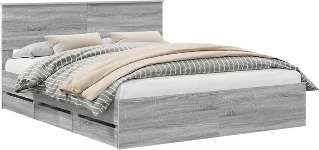 vidaXL Bettrahmen mit Schubladen in Grau Sonoma, B/T/H: 160 x 200 x 90 cm - Bild 1