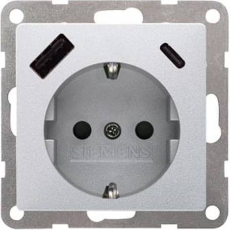 Siemens USB-Steckdose mit USB-A und USB-C Anschlüssen in Weiß 5UB19701AM01 - Bild 1