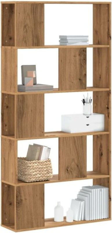 Bücherregal Vidaxl mit 5 Böden in Eiche Natur Braun, Modernes Holzregal, B: 80,5 cm, T: 23,5 cm, H: 162,5 cm - Bild 1