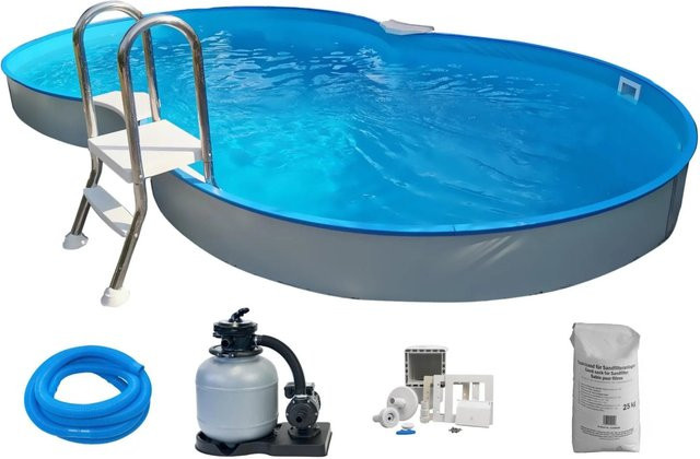 Planet Pool Stahlwandpool Set Cannes in Achtform, Farbe Weiß und Blau, B/T/H: 625 x 360 x 150 cm - Bild 1