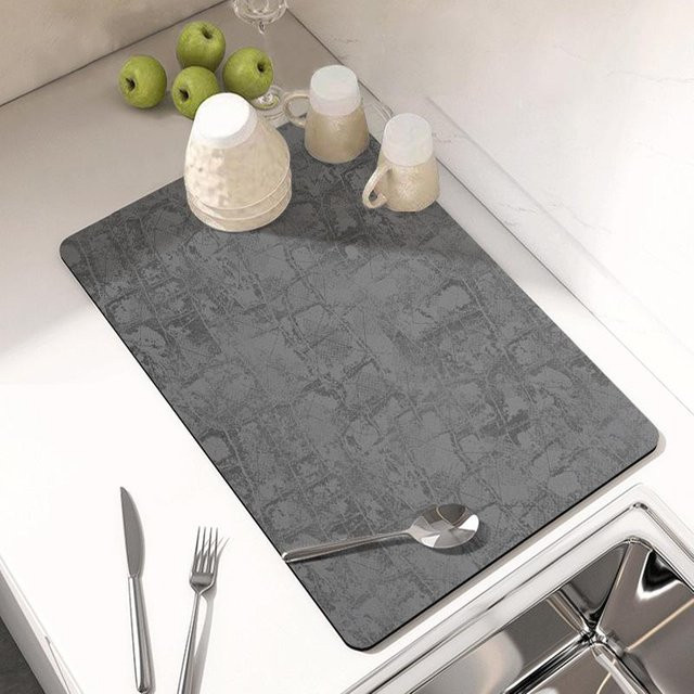 Saugfähige und rutschfeste Abtropfmatte von Yiran Furniture für die Küchenarbeitsplatte, grau, B/B: 30 x 40 cm - Bild 1