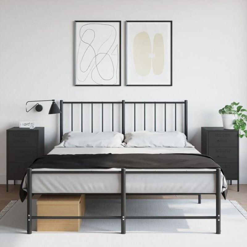 Vidaxl Set aus 2 Nachttischen aus Stahl in Schwarz im Industrial Design, B/T/H: 36 x 39 x 68 cm - Bild 1