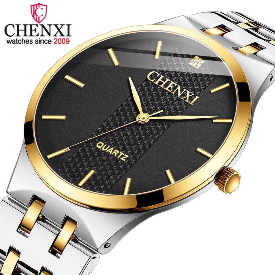 CHENXI Armbanduhr Edelstahl, Quarz, Schwarz, Unisex, Datum - Bild 2