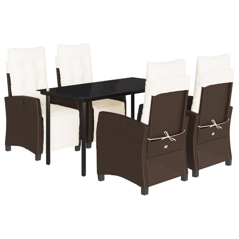 Vidaxl Gartenmöbel-Set aus Polyrattan mit Kissen, 5-teilig, Braun - Bild 3
