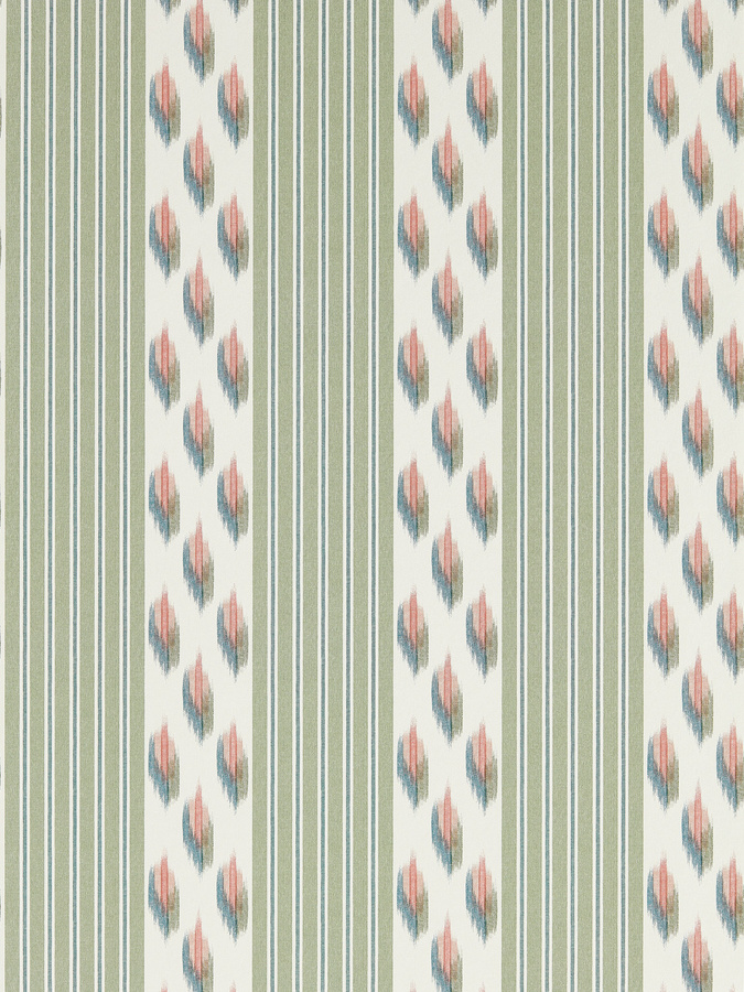 Sanderson Wallpaper Musafir in Cardamom/Namak mit abstraktem Ethnic-Design in Grün und Multicolour aus Vlies - Bild 1