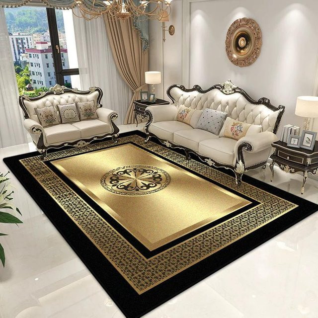 Vintage Persischer Orientteppich von Wucifang Jewelry in Gold, maschinell gewebter Teppich für Wohnzimmer und Schlafzimmer, B/T: 100 x 160 cm - Bild 1