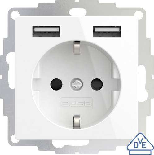 Unterputz-Steckdose 2U-449276 mit 2 USB-A Anschlüssen, IP20, erhöhter Berührungsschutz, Reinweiß Glanz - Bild 1