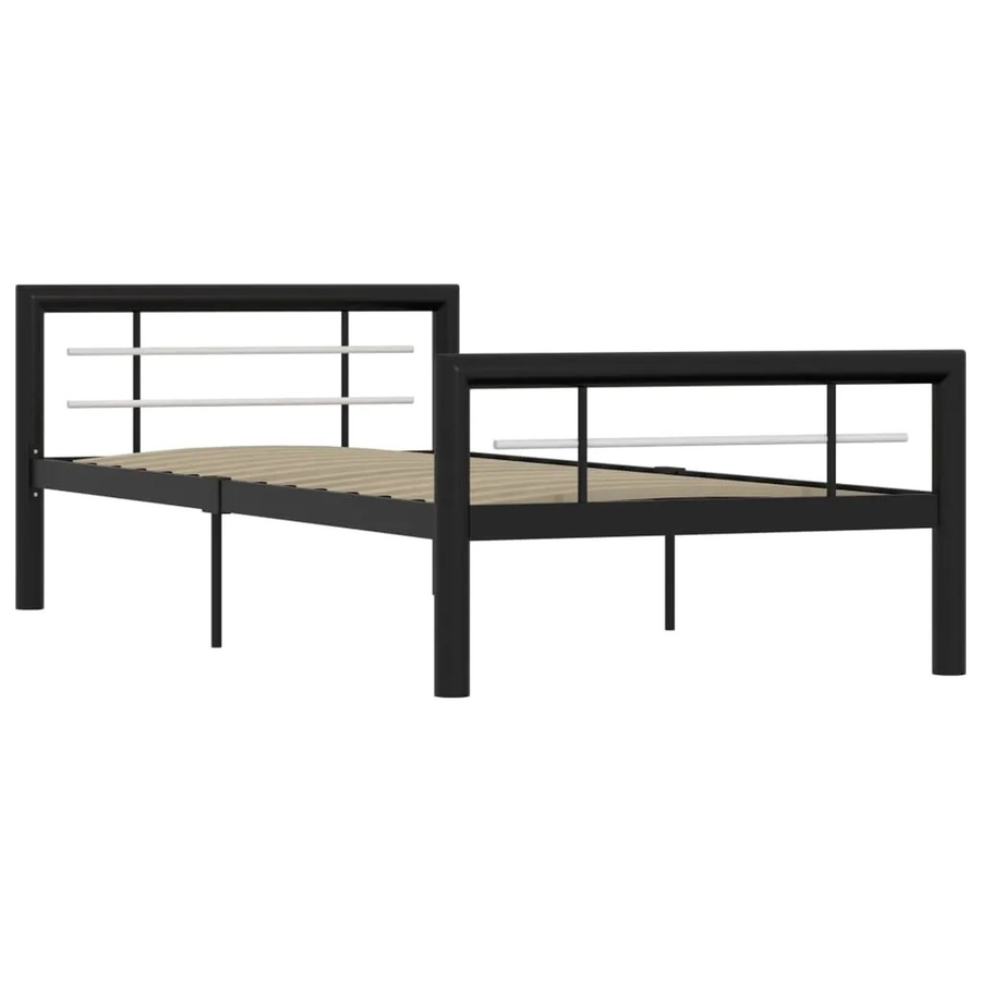 vidaXL Bettgestell aus Metall in Schwarz und Weiß, B/T: 100 x 200 cm - Bild 2
