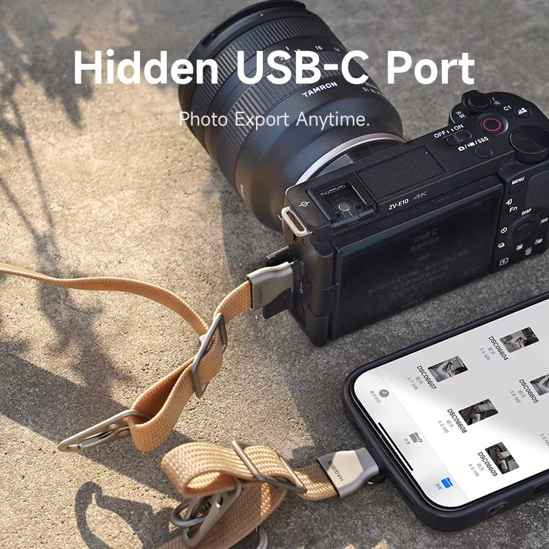 Hagibis Universal-Telefon-Lanyard mit USB-C auf USB-C-Kabel in Schwarz als Anti-Verlust-Gurt für iPhone 17 Pro Max, Kamera und Sony Fuji - Bild 3
