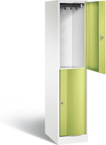 C+P Spind Resisto doppelstöckig mit Drehzylinderschloss und Garderobenstange, Front Viridingrün, Korpus Verkehrsweiß, H x B x T: 195 x 39,6 x 54 cm - Bild 1