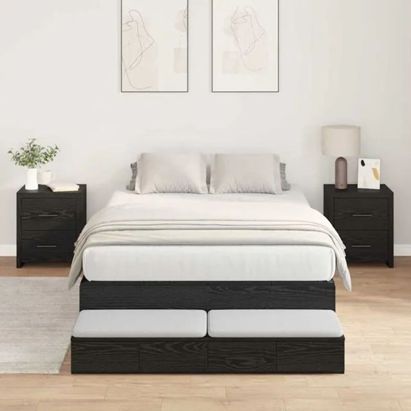 Vidaxl Funktionsbett mit Stauraum und Tür in Schwarzer Eiche, B/T/H: 236,5 x 120 x 31,5 cm - Bild 1