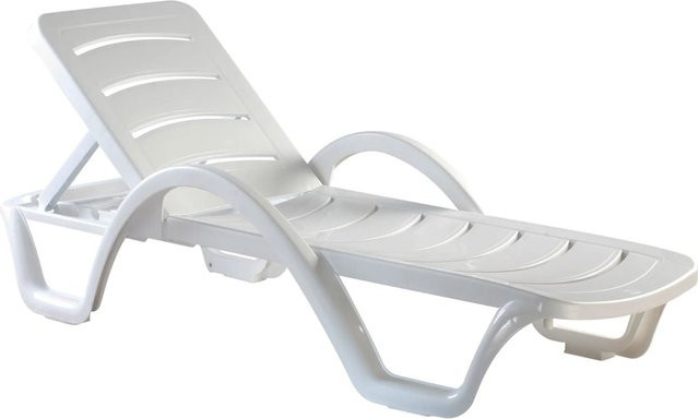 DELUKE Sonnenliege OLAF 4er Set, klappbare und stapelbare Gartenliege aus Kunststoff, Farbe: Weiß, B/T/H: 187 x 54 x 30 cm - Bild 1