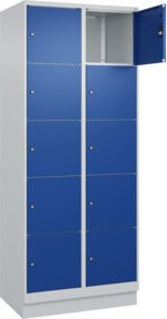 C+P Schließfachschrank Classic PLUS mit Sockel und 2 Abteilen, Farbe Grau mit enzianblauer Front, H x B x T: 195 x 80 x 50 cm - Bild 1