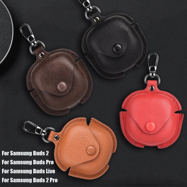 Luxuriöse Samsung Galaxy Buds Schutzhülle aus Leder mit Schlüsselanhänger für Buds 2 Pro, Buds Live und Buds FE - Bild 1