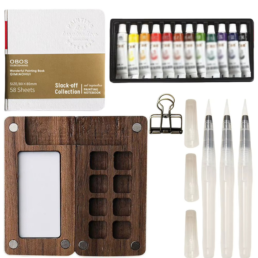 Tragbare Mini-Aquarellbox mit 8/15 Fächern als Reise-Malpalette in Multicolour - Bild 1