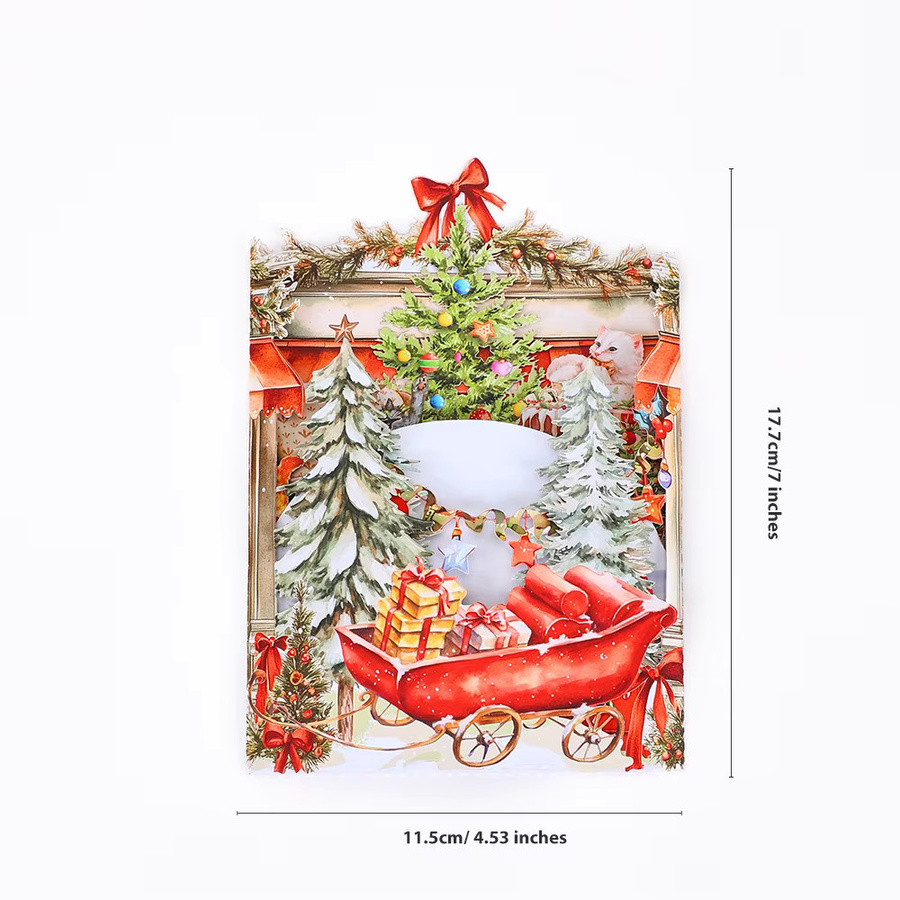 Opjoys Weihnachts-3D-Pop-up-Karte mit Schneemann- und Baum-Motiv in Mehrfarbig für Sie und Ihn - Bild 2
