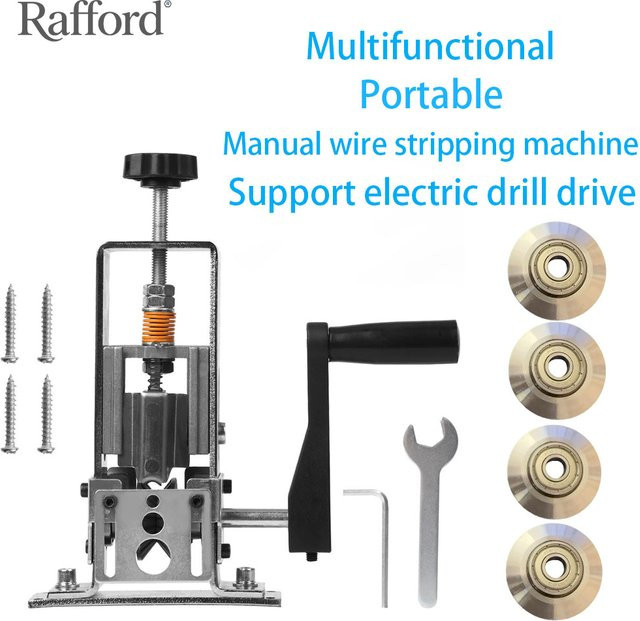Rafford 2-in-1-Abisoliermaschine für Kabel 1–25 mm mit automatischem und manuellem Betrieb, boorgetrieben, inklusive 4 Klingen für DIY-Kupferkabel - Bild 1