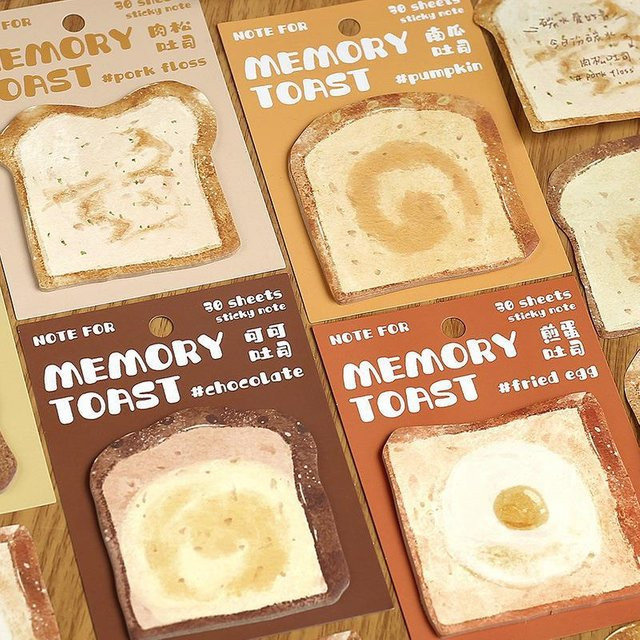 Kreative Toast-Komfort Haftnotizen als Notizblock für Büro und Sammelalbum, 30 Blatt, Mehrfarbig - Bild 1