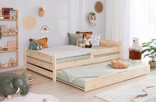 TiCAA Einzelbett Mello Kinderbett und Jugendbett aus Massivholz in Weiß im skandinavischen Design - Bild 1