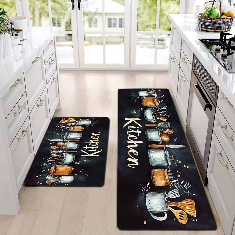 VIKAMA Küchenteppich in Schwarz, schmutzabweisende und weiche Fußmatte für Küche, Wohnzimmer oder Schlafzimmer - Bild 4