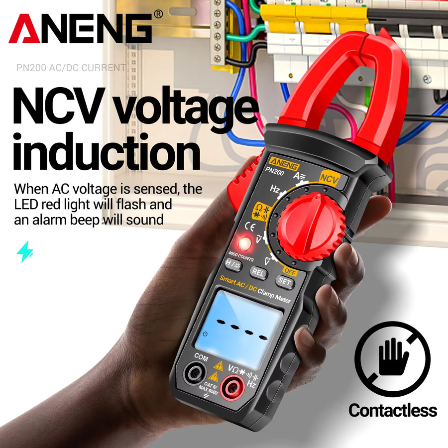 ANENG PN200 Digitales Zangenmessgerät 600A AC/DC Strom-Spannungs-Multimeter mit NCV, Ohm, Widerstands- und Kapazitäts-Tester in Rot - Bild 4