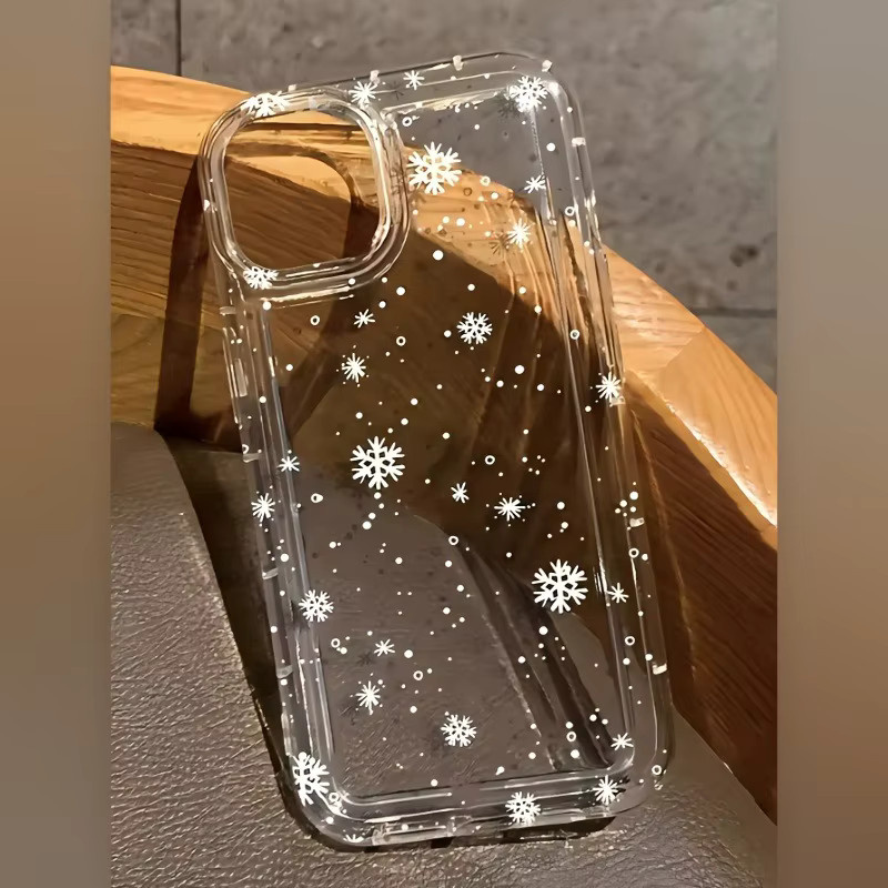 Transparente TPU-Handyhülle mit weißem Schneeflockenmuster für Apple iPhone 17 Pro Max, 16, 15, 14, 13, 12, 11, Xs, Xr, X, 7, 8 und Mini Plus Pro Max mit Anti-Drop-Schutz - Bild 2