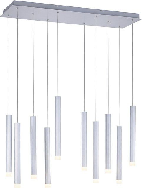 Just Light LED-Pendelleuchte Bruno, 10-flammig, Aluminium, Silber, B/H/T: 89 x 120 x 30 cm - Bild 1