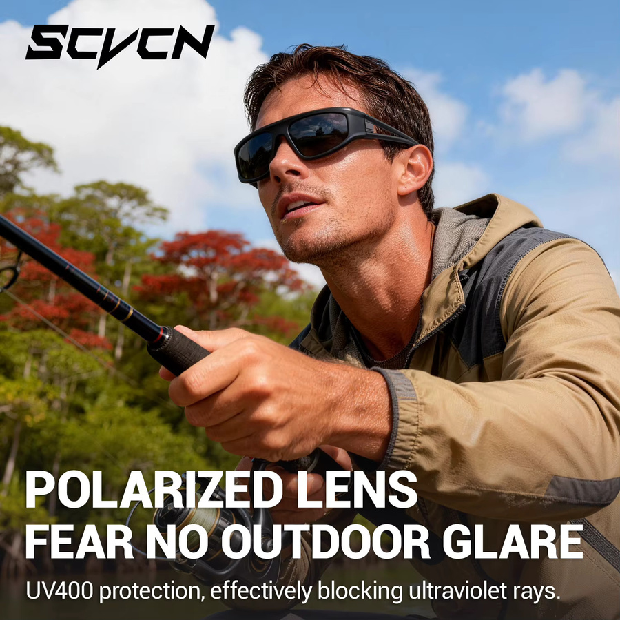 SCVCN Sportsonnenbrille, Unisex, Vollrand, Schwarz, Kunststoff, polarisiert - Bild 2
