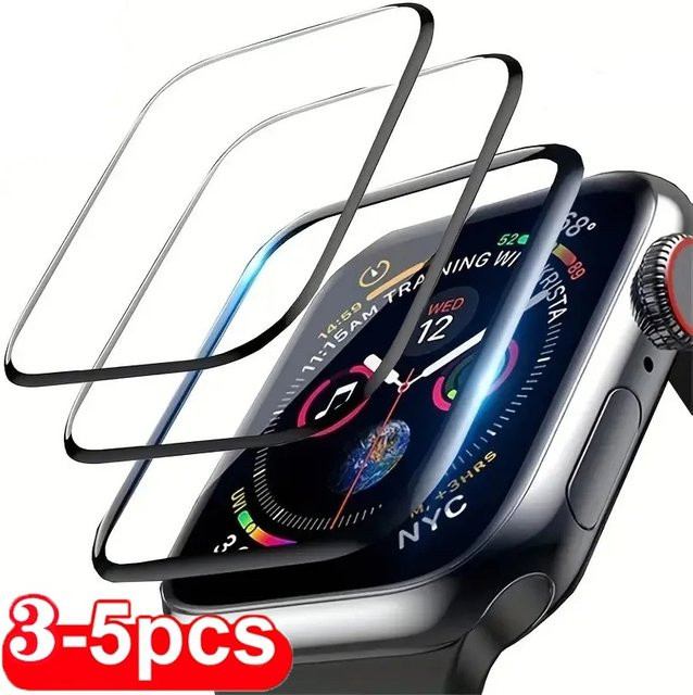 9D Gebogener Displayschutz Schutzfolie für Apple Watch Series 9 8 7 SE Ultra 1 2 3 (41mm, 44mm, 45mm, 49mm) transparent - Bild 1