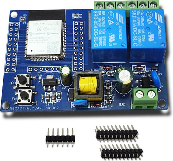 YGZCMH ESP32-WROOM-32E Sekundärentwicklungsboard mit 2-Kanal-Relaismodul, WiFi und Bluetooth BLE, Blau, AC90-250V Netzteil - Bild 1