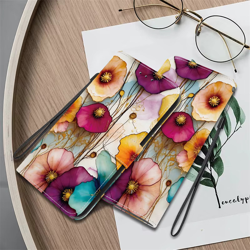 Retro Blumen Handyhülle mit Brieftaschenfunktion und Standfunktion für Samsung Galaxy A56 A36 A55 A16 A35 A25 A54 A34 A53 A52s in Multicolour - Bild 2