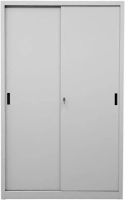 PROREGAL Schiebetürenschrank Mammut in Grau mit Metalltüren, Höhe: 195 cm, Breite: 120 cm, Tiefe: 45 cm - Bild 1