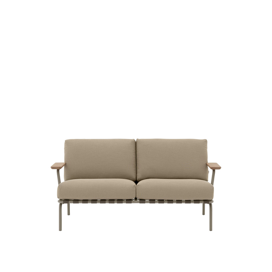Muuto Settle Outdoor 2 Sitzer Sofa in Beige mit Polsterung und Kissen - Bild 2