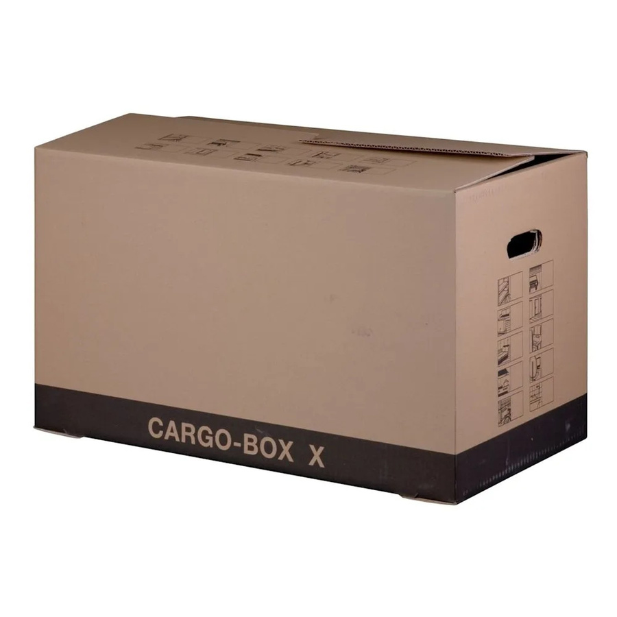 PROREGAL Cargobox Umzugskarton aus Wellpappe mit Steckboden und Grifflöchern, Braun, L x B x H: 63,7 x 34,0 x 36,0 cm - Bild 2