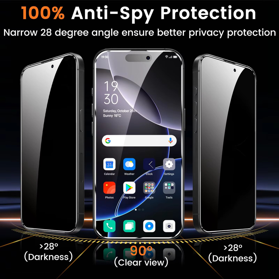 ZNQO 6-in-1 Datenschutz Schutzglas Set für iPhone 16 15 14 13 12 11 Pro Max Plus mit Displayschutz und Kameralinsenschutz - Bild 3