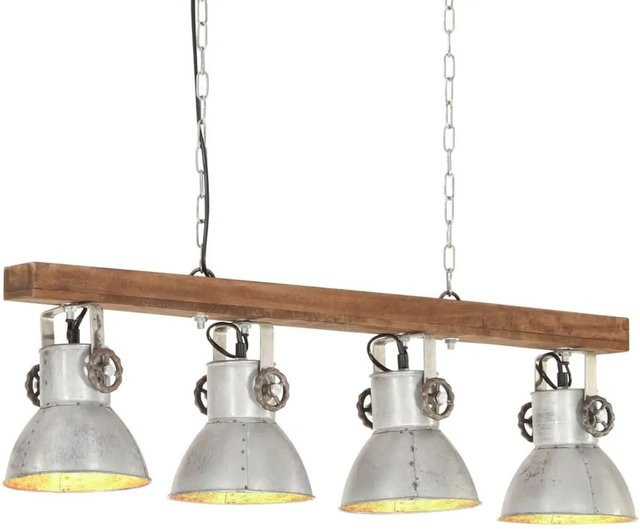 vidaXL Deckenlampe im Industriestil aus Metall und Mangoholz in Silber und Braun mit E27 Fassung - Bild 1