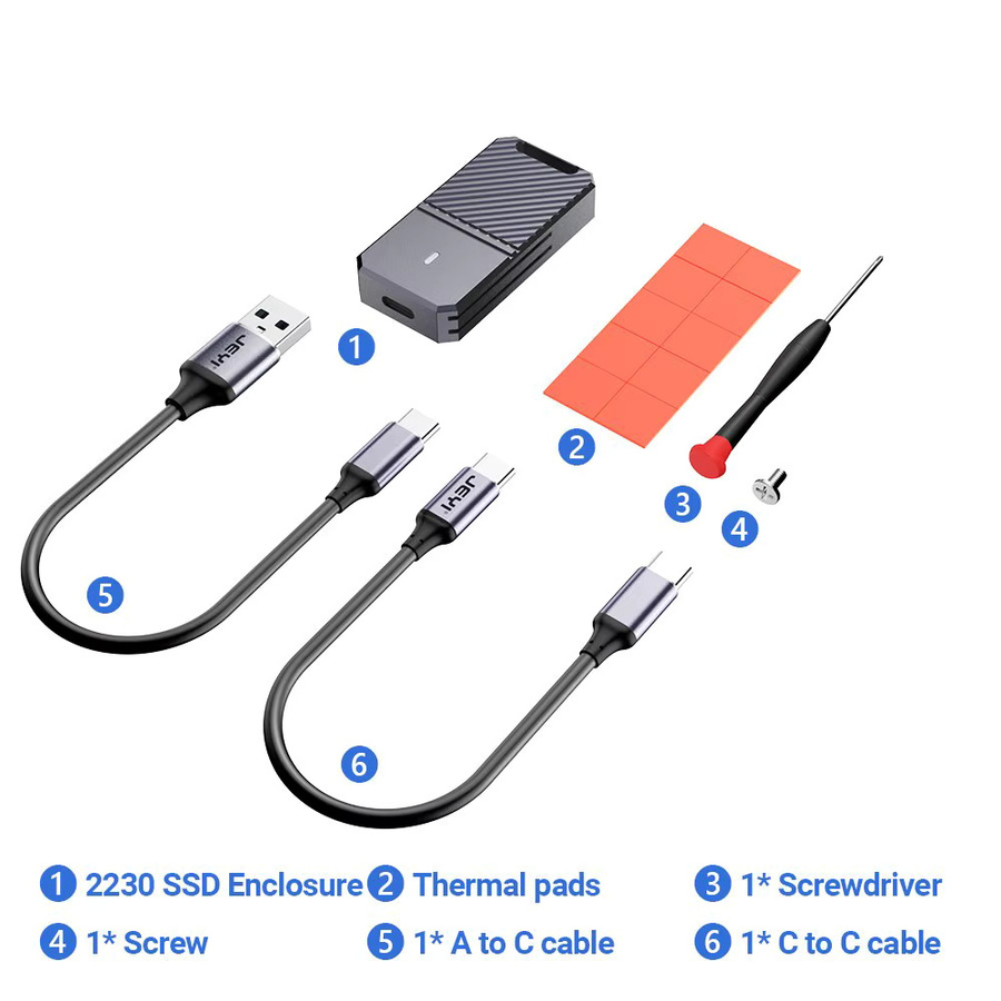 Jeyi NVMe M.2 SSD Gehäuse mit USB 3.2 10Gbps und USB-C Anschluss aus Aluminium - Bild 3