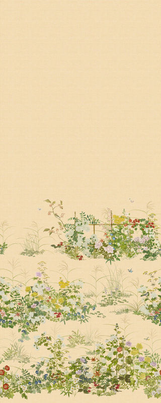 Cole & Son Tapete Scenic Flora Japanese Paperweave in Gold, Grün und Gelb - Bild 3