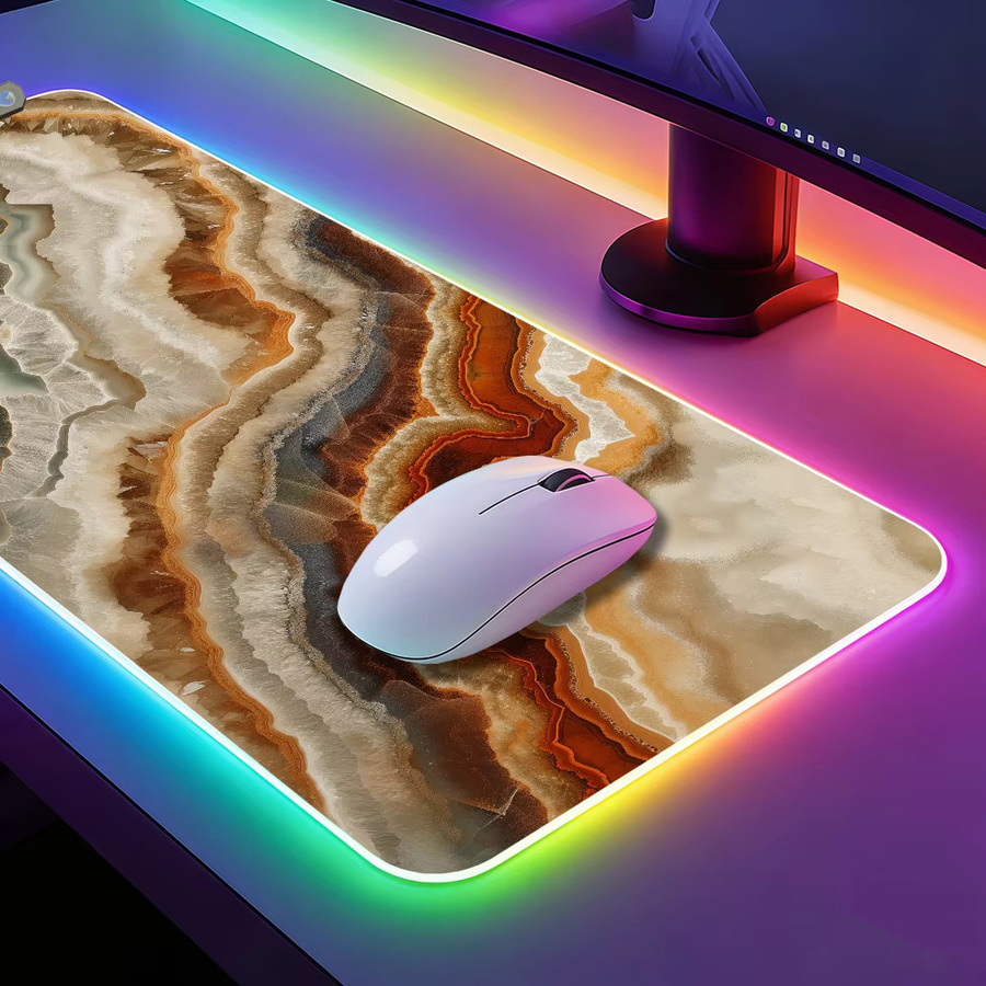 Potdemiel RGB Gaming-Mauspad XXL mit LED-Hintergrundbeleuchtung und Micro-USB Anschluss im Mineralstein Geode Achat Design, Multicolour - Bild 3