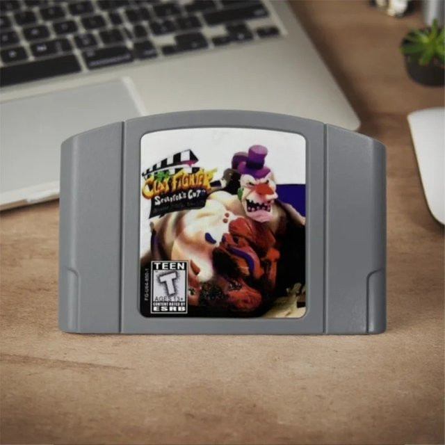 Nintendo 64 Clay Fighter – Sculptors Cut US-Version Retro-Spielkassette in Grau - Bild 1