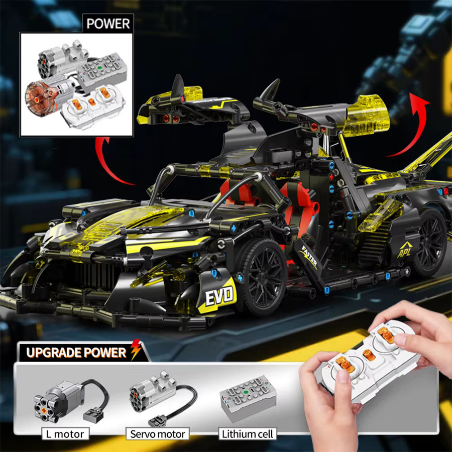 yaafun Technisches Supercar-Modell, Bausteine, Schwarz-Gold, 1:14, 1.160 Teile - Bild 2