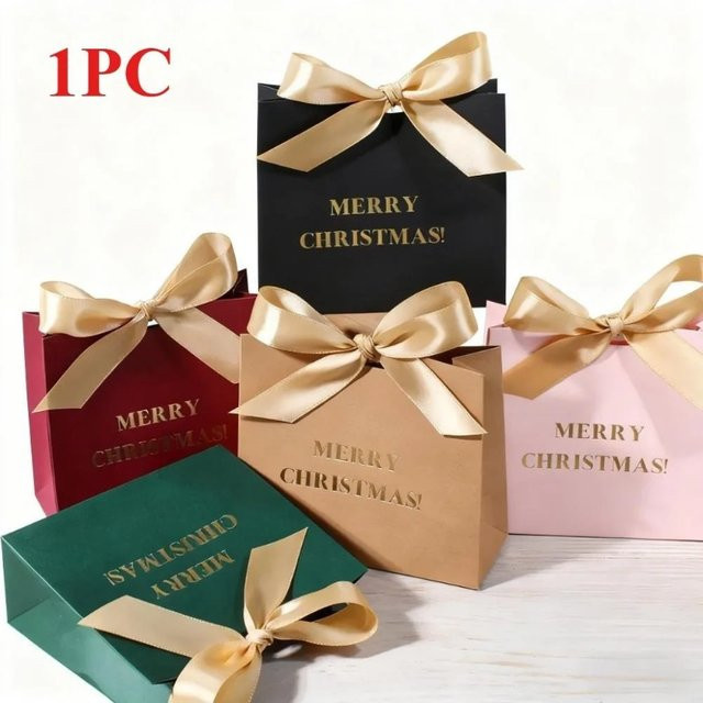 Elegante rote Weihnachtsgeschenkbox aus Papier mit Merry Christmas Design - Bild 1