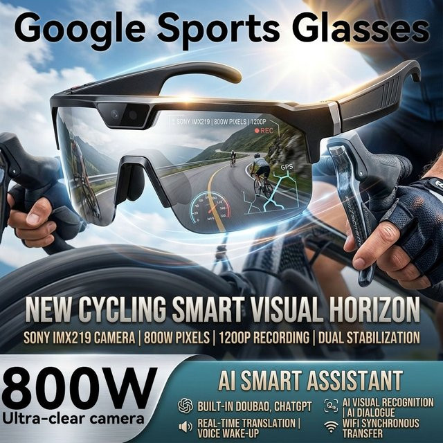 GUHUAVMI Outdoor Smart-Brille in Schwarz mit 1200P HD-Kamera, 8MP Sensor, 30MP Foto, WiFi-Sync und Bluetooth 5.3 inklusive Audio-Funktion und Dual-Mikrofon mit ENC - Bild 1