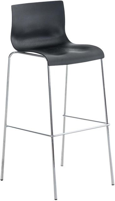 TPFLiving Barhocker Hope mit 4-Fuß-Gestell aus Metall in Chromoptik und Kunststoff in Schwarz - Bild 1
