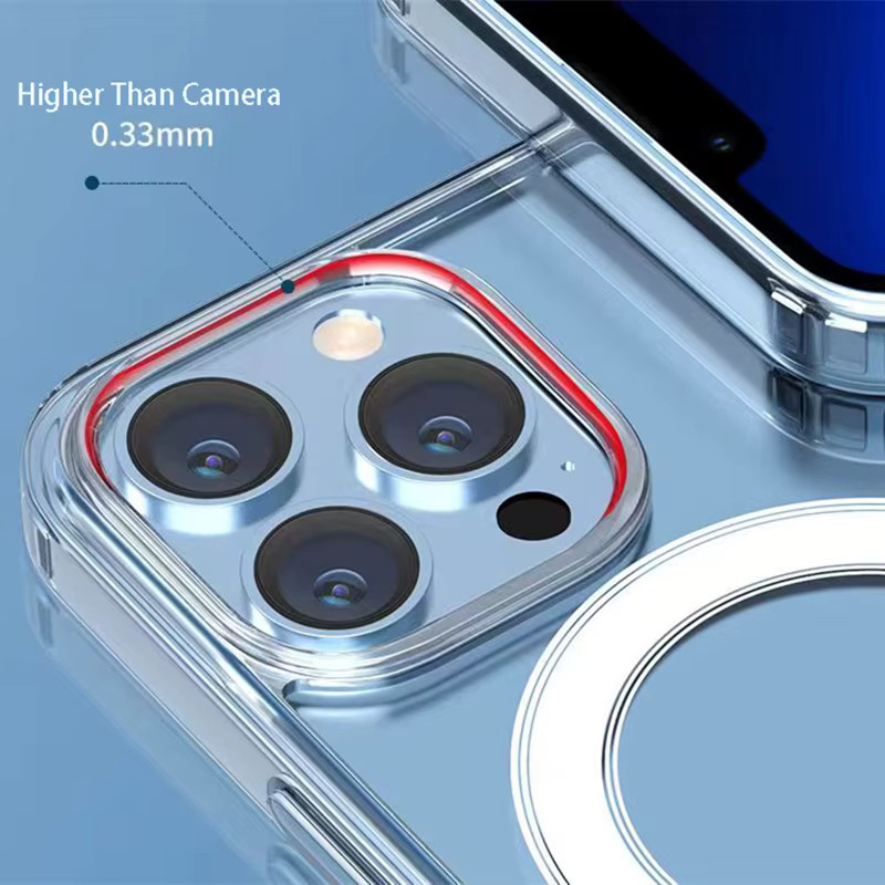 Transparente MagSafe kompatible Schutzhülle mit magnetischer kabelloser Ladefunktion für iPhone 11 12 13 14 15 Pro Max Mini X XR 7 8 Plus SE aus Acryl - Bild 3