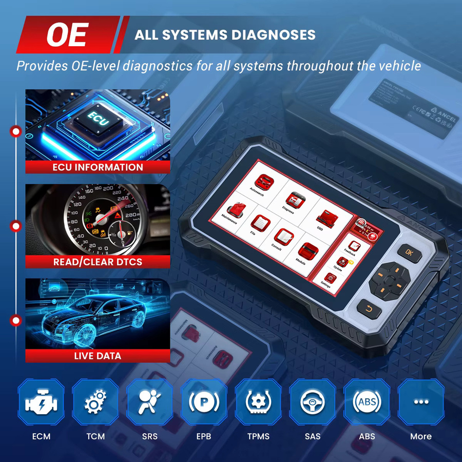ANCEL FX6100 OBD2-Scanner in Schwarz mit vollständiger System-Autodiagnose, 15 Resets und bidirektionalem CANFD DOIP sowie lebenslangem kostenlosem Update - Bild 4