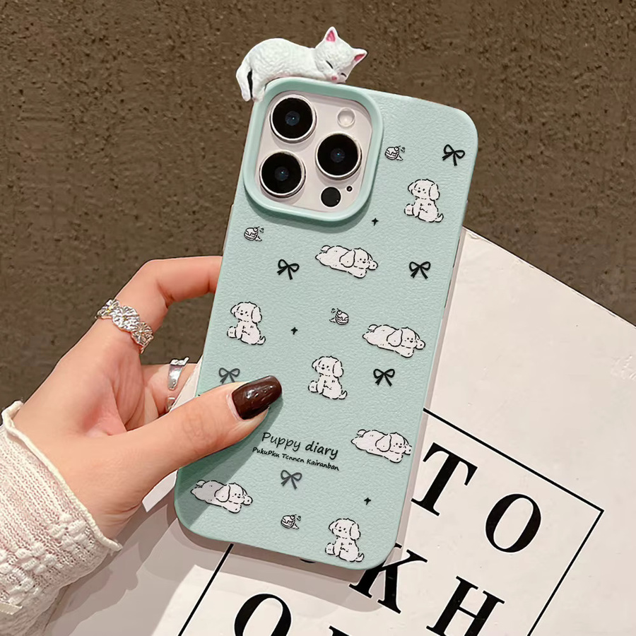 Stoßfeste Handyhülle mit Cartoon Hund und niedlicher 3D-Katze für Apple iPhone 16, 15 und weitere Modelle - Bild 5
