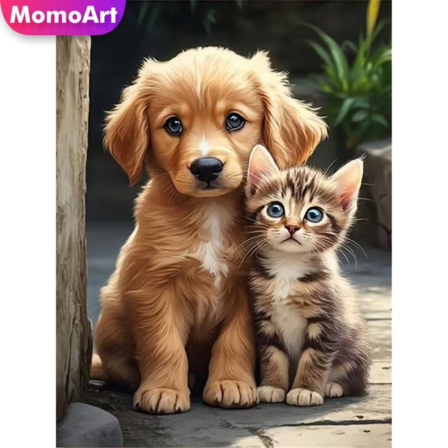 Momoart Diamant-Stickerei DIY Set mit Hund und Katzenmuster in Multicolour für Erwachsene und Anfänger B/H/T: 30,0 x 20,0 x 20,0 cm - Bild 1
