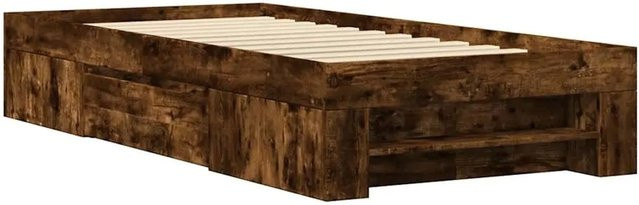 vidaXL Bettgestell aus Holzwerkstoff in Räuchereiche mit Schubladen, Farbe Braun, B/T/H: 90 x 190 cm - Bild 1