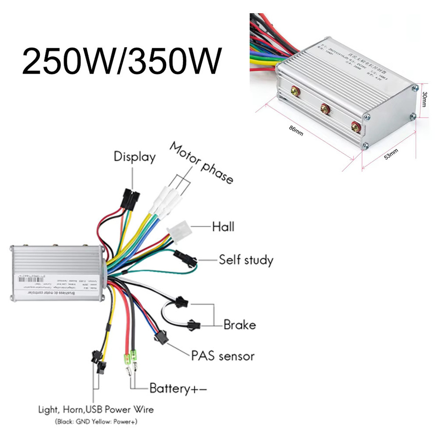 Kun Ray Steuerung mit Display für Elektrofahrräder, kompatibel mit 24V/36V/48V und 250W/350W/500W - Bild 3